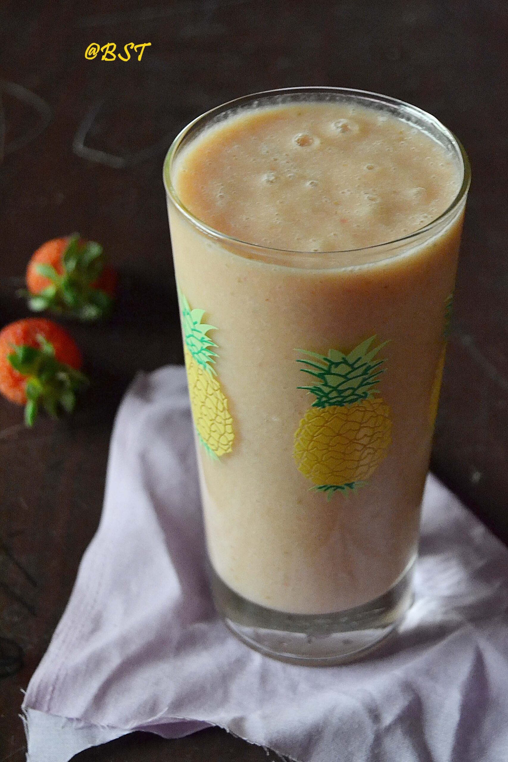 Pineapple Strawberry Soy Milk Smoothie - The Big Sweet Tooth Pineapple Strawberry Soy Milk Smoothie - The Big Sweet Tooth