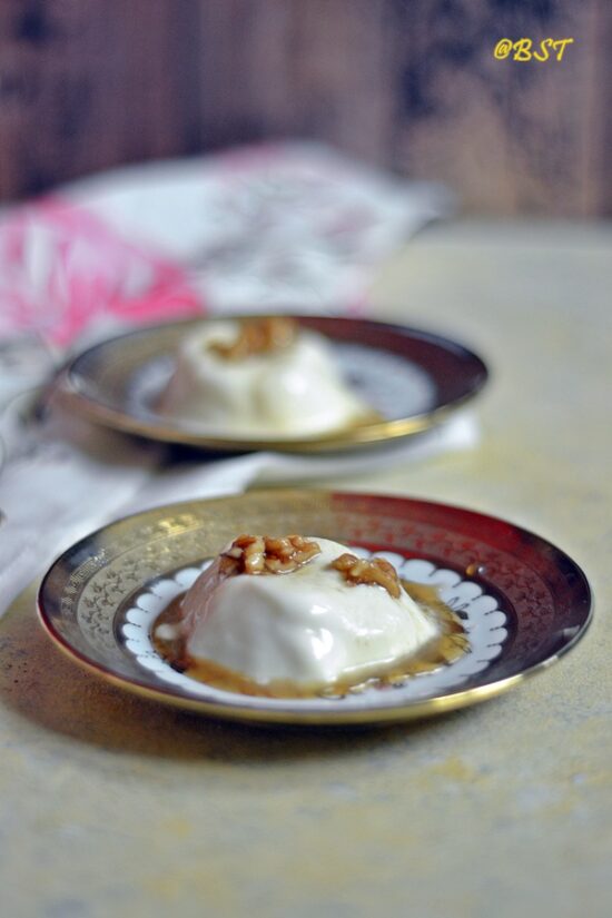 Honey Labneh Pannacotta with Honey Walnut Sauce The Big Sweet Tooth