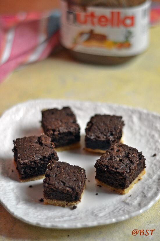 Eggless Nutella Brownie Shortbread Bars The Big Sweet Tooth
